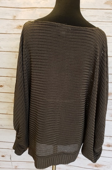 NWT-ALFANI Army Green Stretchy See-Thru Sweater 0X - Picture 3 of 6